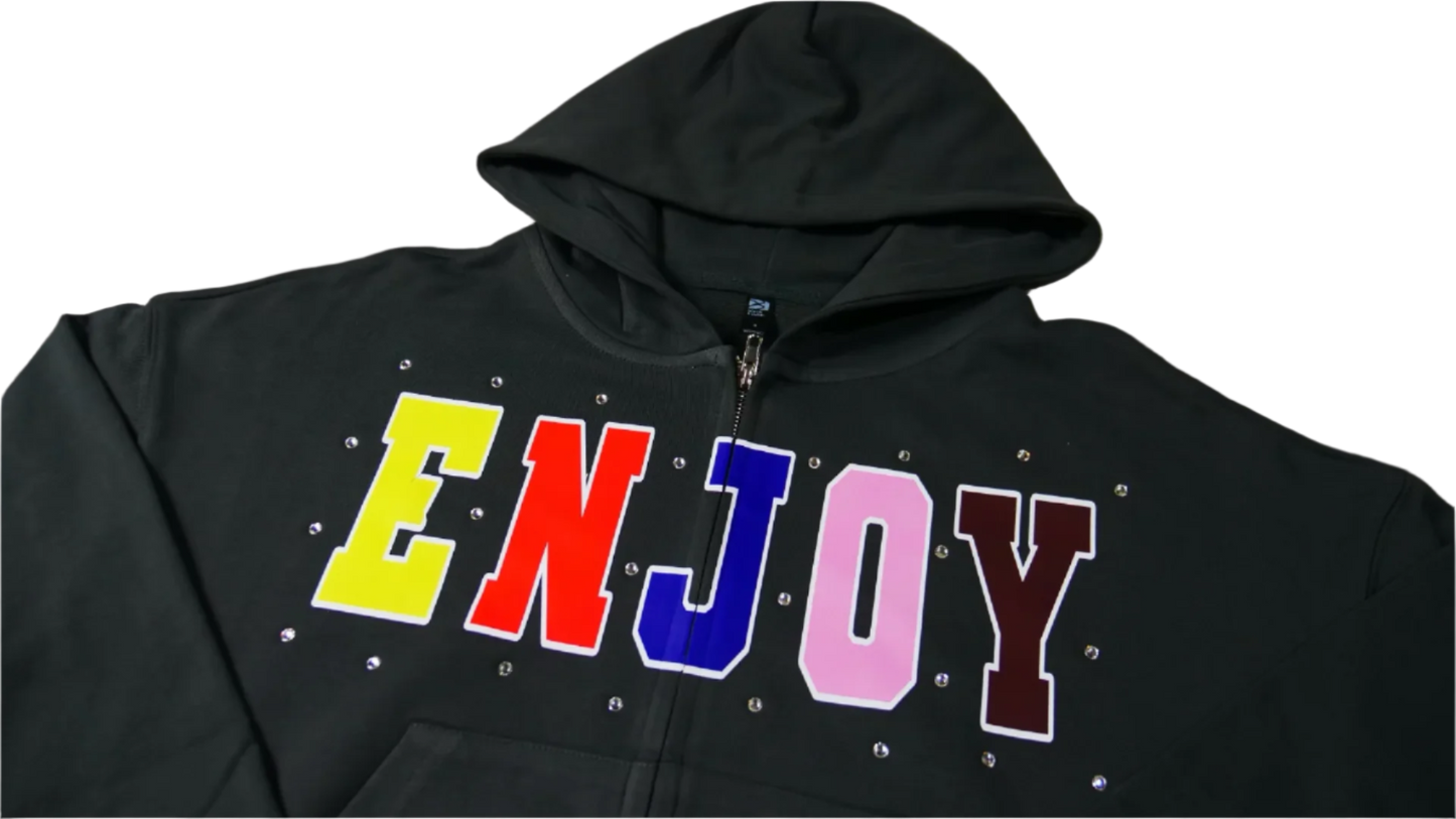 Enjoy Varsity Rhinestone Zip-Up