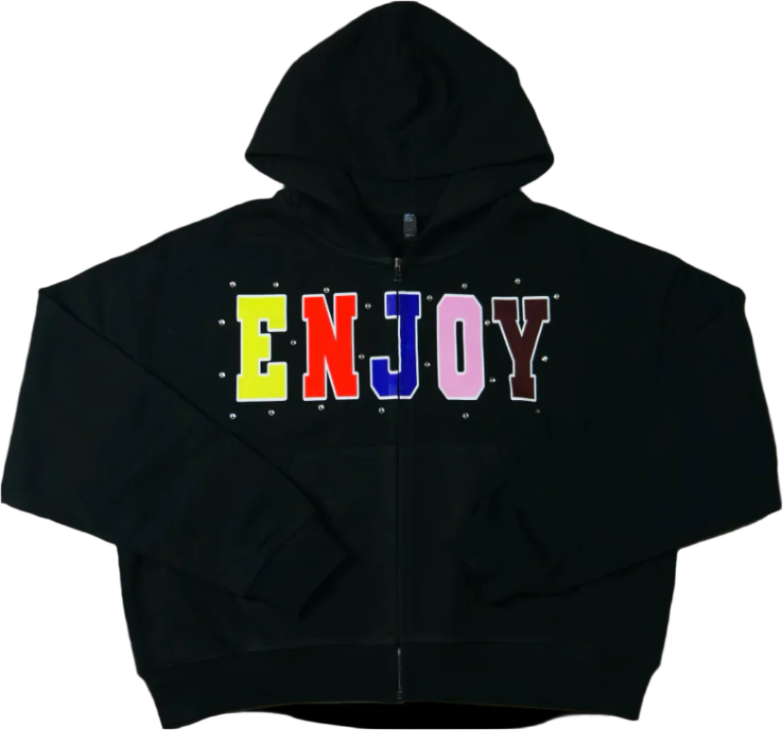 Enjoy Varsity Rhinestone Zip-Up