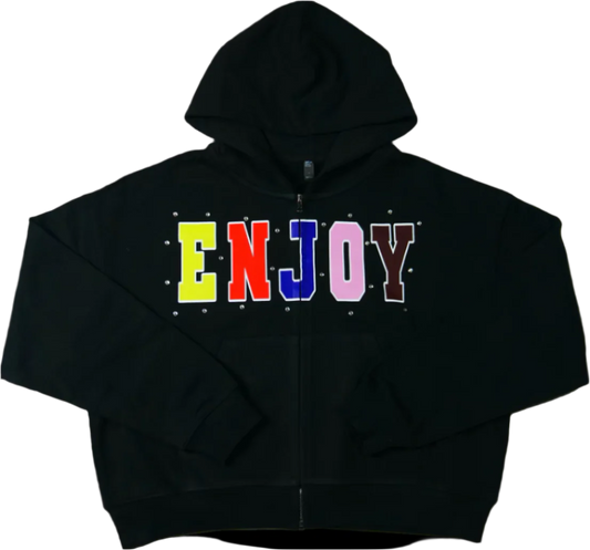 Enjoy Varsity Rhinestone Zip-Up